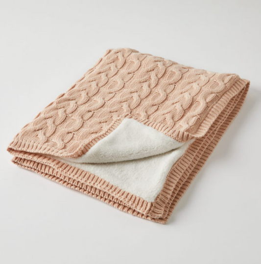 Aurora Cable Knit Baby Blanket - Pink