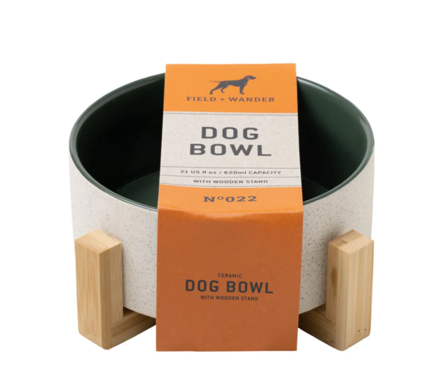 Field and Wander Dog Bowl with Wooden Stand (2 colours)