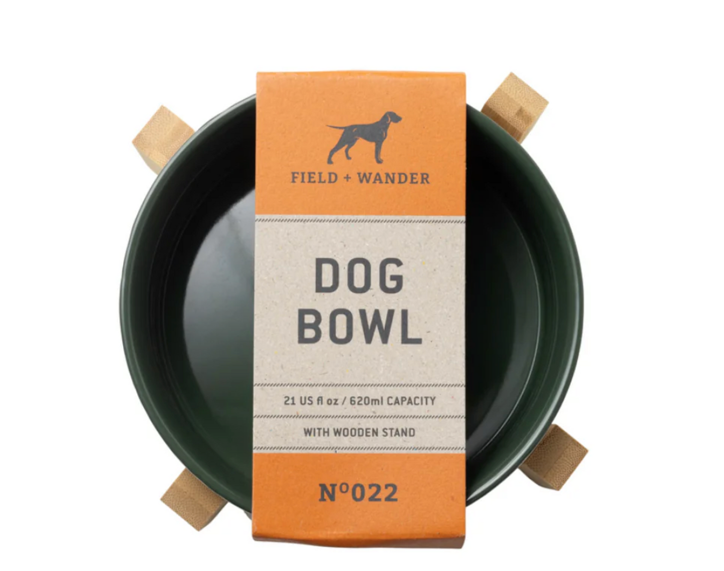 Field and Wander Dog Bowl with Wooden Stand (2 colours)