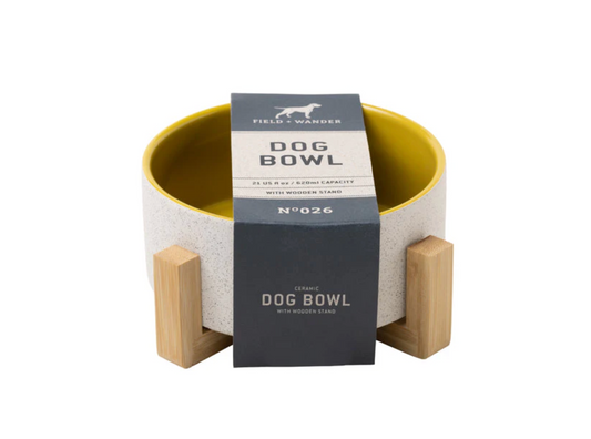 Field and Wander Dog Bowl with Wooden Stand (2 colours)