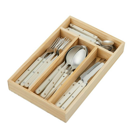 Remy Cutlery Set 24pc - Ivory and Seafoam