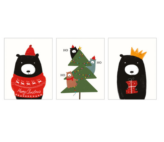 Christmas Bear Card Set (12/4x3Designs Foil)