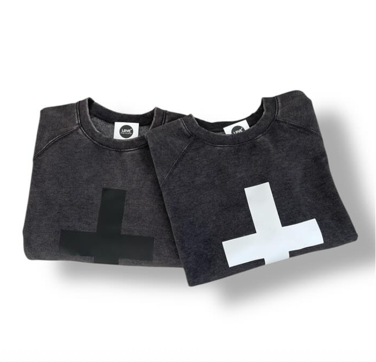 LOVE designs by george  Grey Women's Cross Sweater - black cross