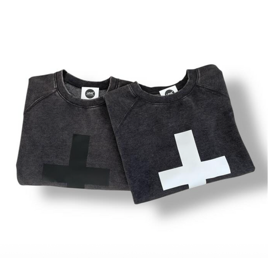 LOVE designs by george  Grey Women's Cross Sweater - black cross