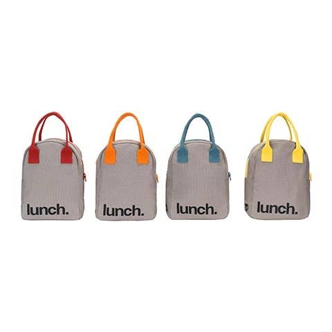 Zipper Lunch Bag - 'Lunch' Grey / Midnight