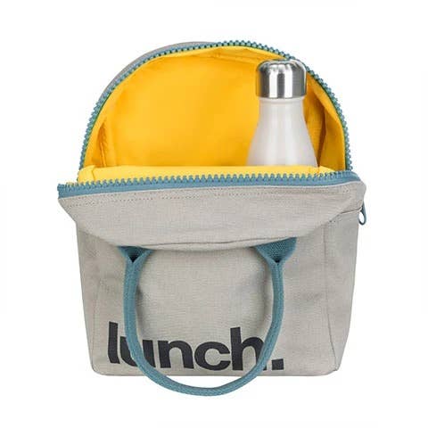 Zipper Lunch Bag - 'Lunch' Grey / Midnight