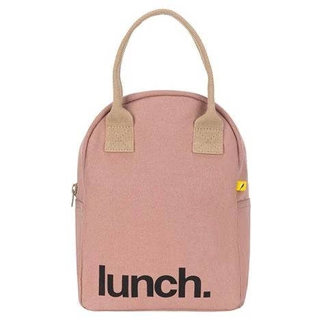 Zipper Lunch Bag - 'Lunch' Mauve / Pink