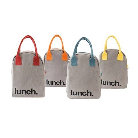 Zipper Lunch Bag - 'Lunch' Grey / Midnight