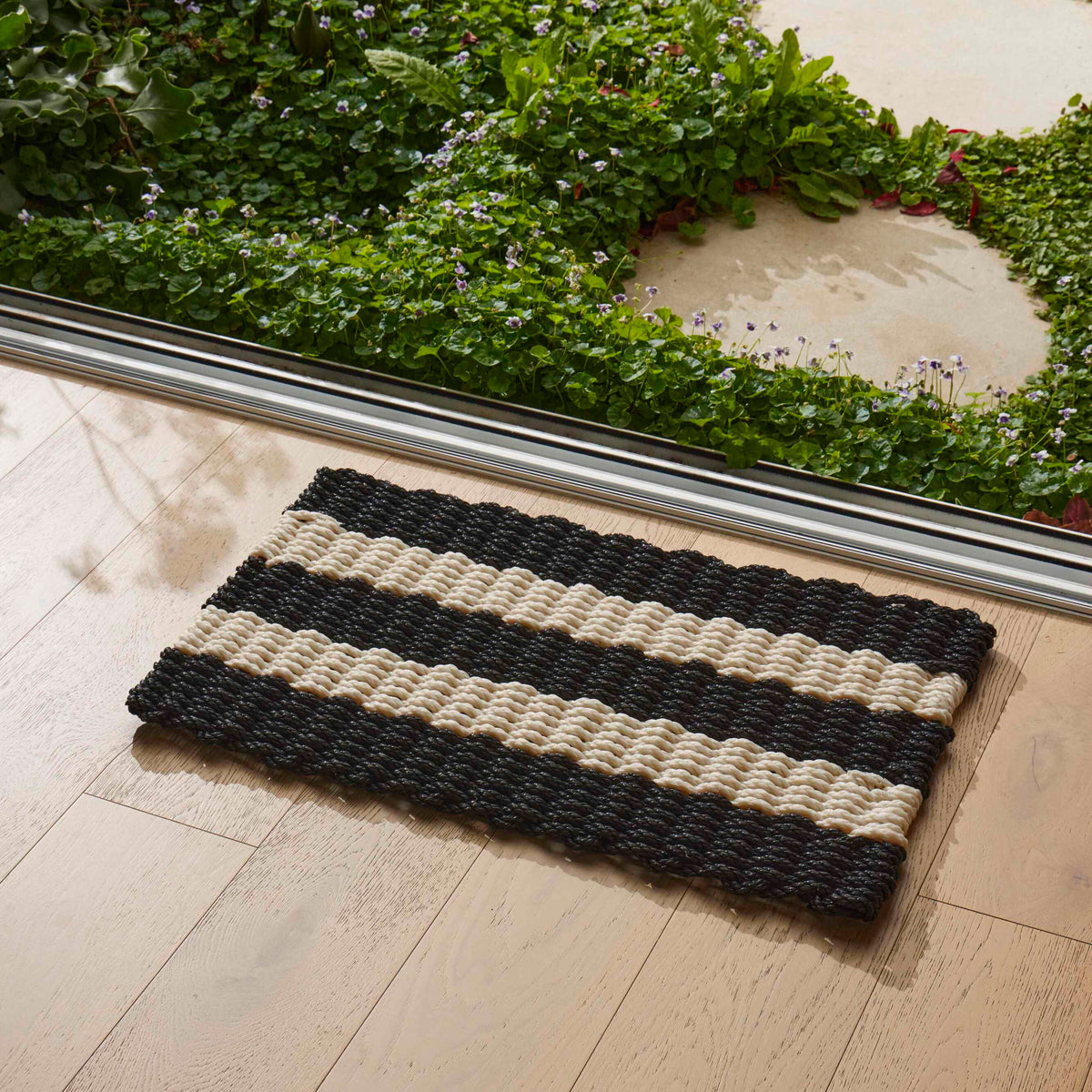 Rope Door Mat - Stripe Black & Cream