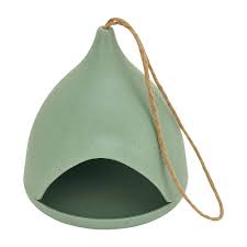 Bamboo Bird House (Green and Cream)