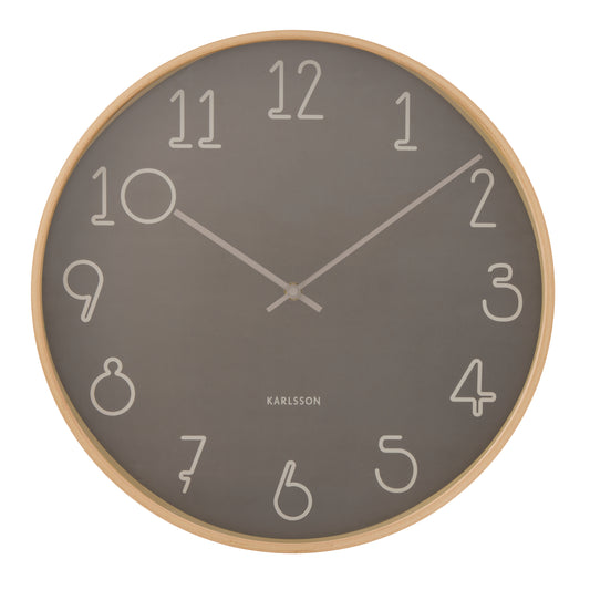 Karlsson Sencillo Wall Clock Dark Grey & Natural 40cm