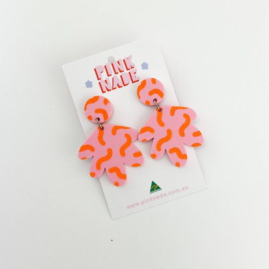 The Grace Fandangle Pink / Orange Dangle Earrings: Pierced