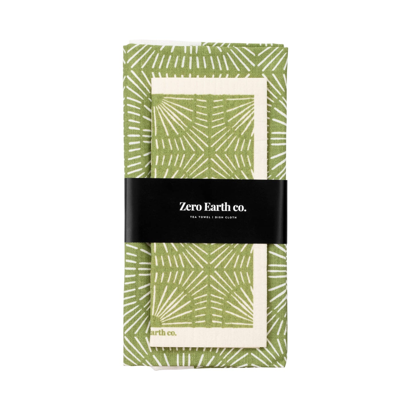 Tea Towel & Eco Dish Cloth Set Sunburst Green