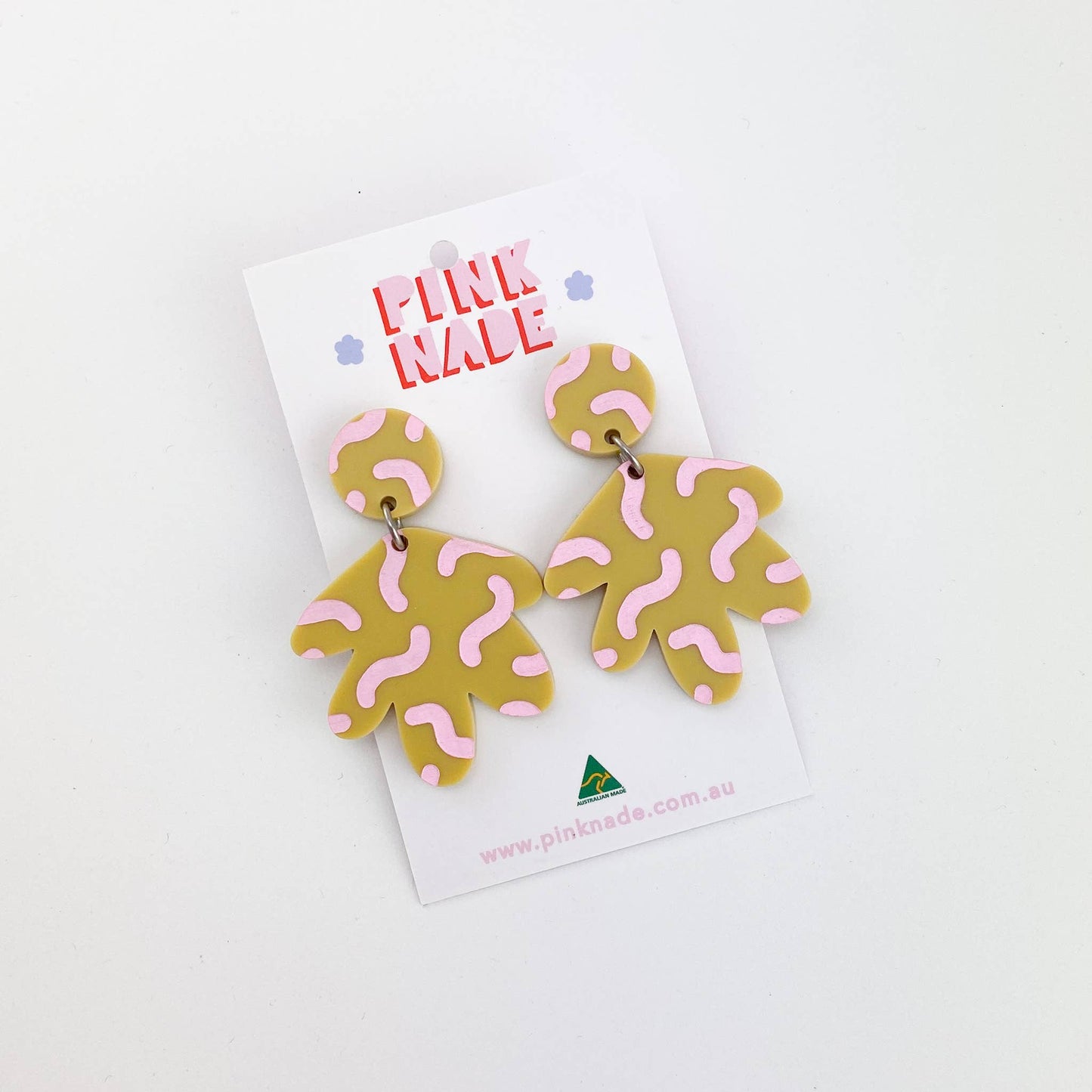 The Grace Fandangle Mustard / Pink Dangle Earrings: Pierced